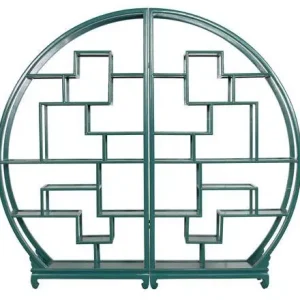Fine Asianliving Chinese Boekenkast Ronde Display Open Kast Teal Bestseller