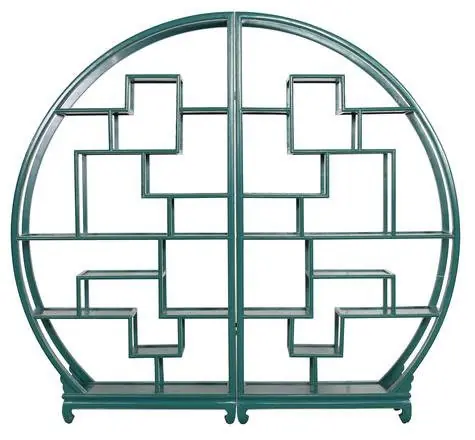 Fine Asianliving Chinese Boekenkast Ronde Display Open Kast Teal Bestseller