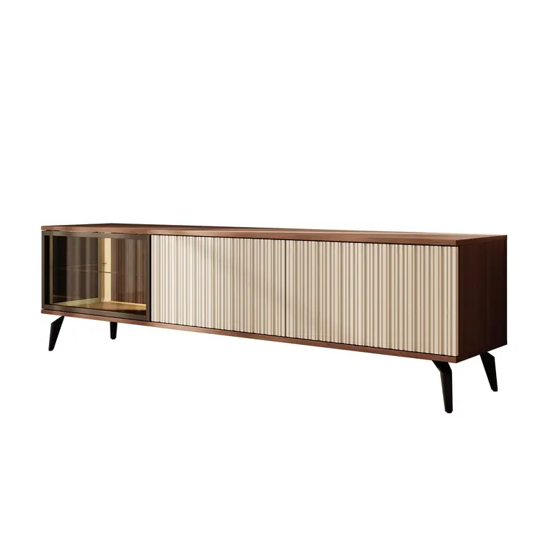 Meubella - Riverhead - TV-Meubel - Beige/Eiken - 180 cm Hoge Kwaliteit
