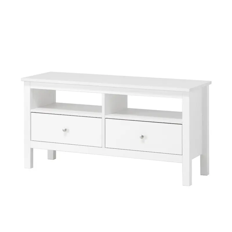 Merkproduct TV kast van massief grenenhout - Wit- 110 cm breed - 2 lades en open vak - scandinavisch design