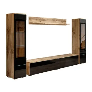 Meubella - Wandmeubel Variety - Zwart - Eiken Koop Online