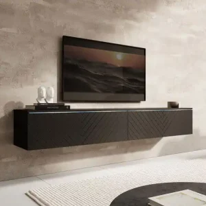 Meubella - TV-Meubel Dixon - Zwart Visgraat - 180 cm Groothandel