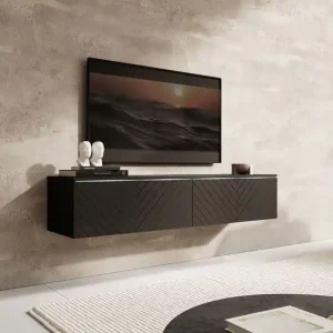 Bestseller Meubella - TV-Meubel Dixon - Zwart Visgraat - 140 cm
