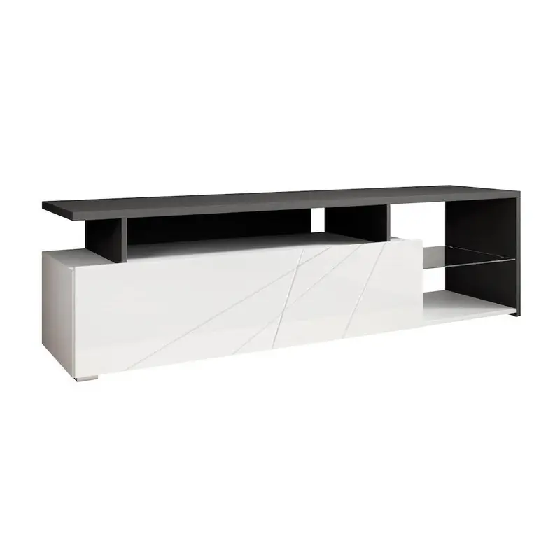 Meubella - TV-Meubel Colin - Wit - Zwart eiken - 170 cm Beperkte Voorraad
