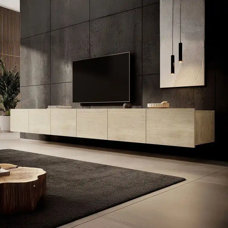 Lage Prijs Meubella - TV-Meubel Calabas - Eiken - 300 cm