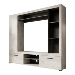 Meubella - Wandmeubel Loni - Wit eiken - Zwart eiken Exclusieve Aanbieding