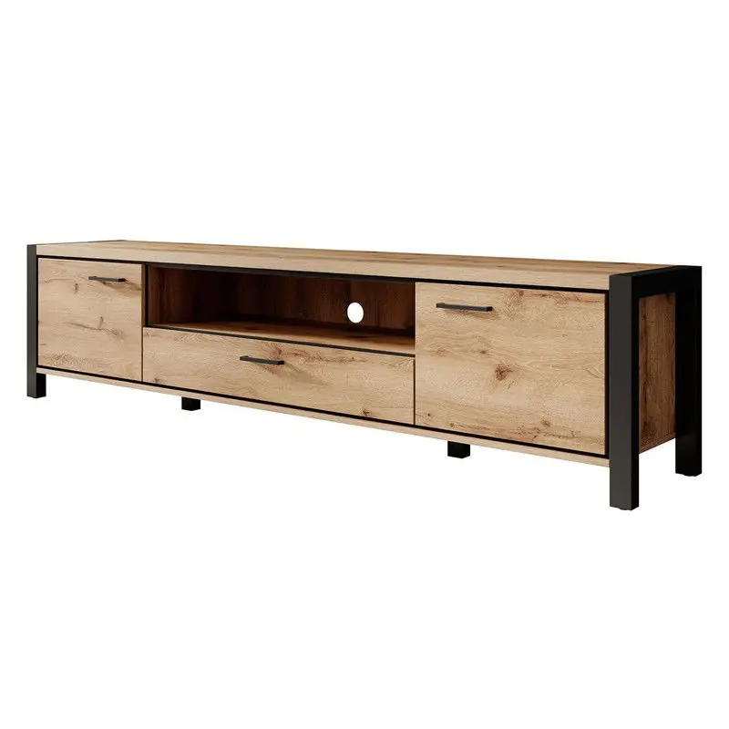Meubella - TV-Meubel Acapulco - Eiken - Zwart - 210 cm Groothandel