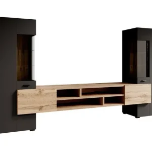 Meubella - Wandmeubel Charo - Zwart Modern