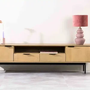 Wereldwijde Verzending Tv-Meubel Naturel Mangohout - 170x40x47cm - 2 Deuren - Madford