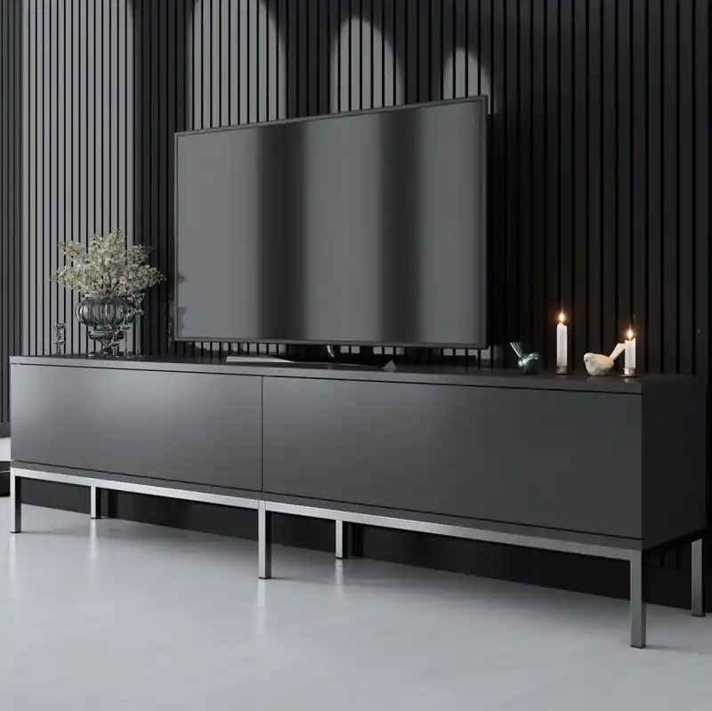 Direct Verzonden TV Meubel Lord Antraciet Zilver Melamine 180x47x30 cm