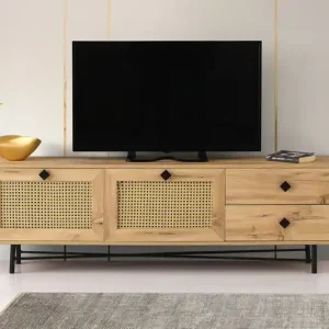TV Meubel Hapsiyas Eik Zwart Melamine 180x60x40 cm Gratis Verzending