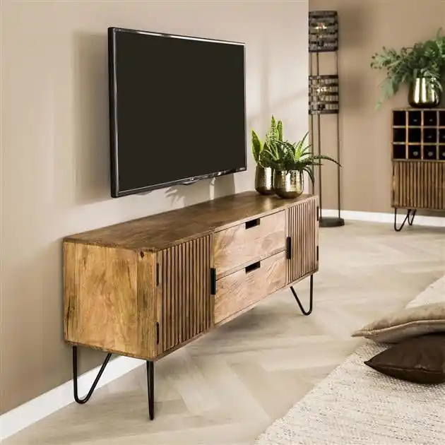 Industrieel TV Meubel Mangohout Tory 135x35x55 cm Speciale Aanbieding