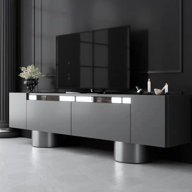 TV Meubel Antraciet Bohem 180x50x30 - Zilver Frame Exclusief