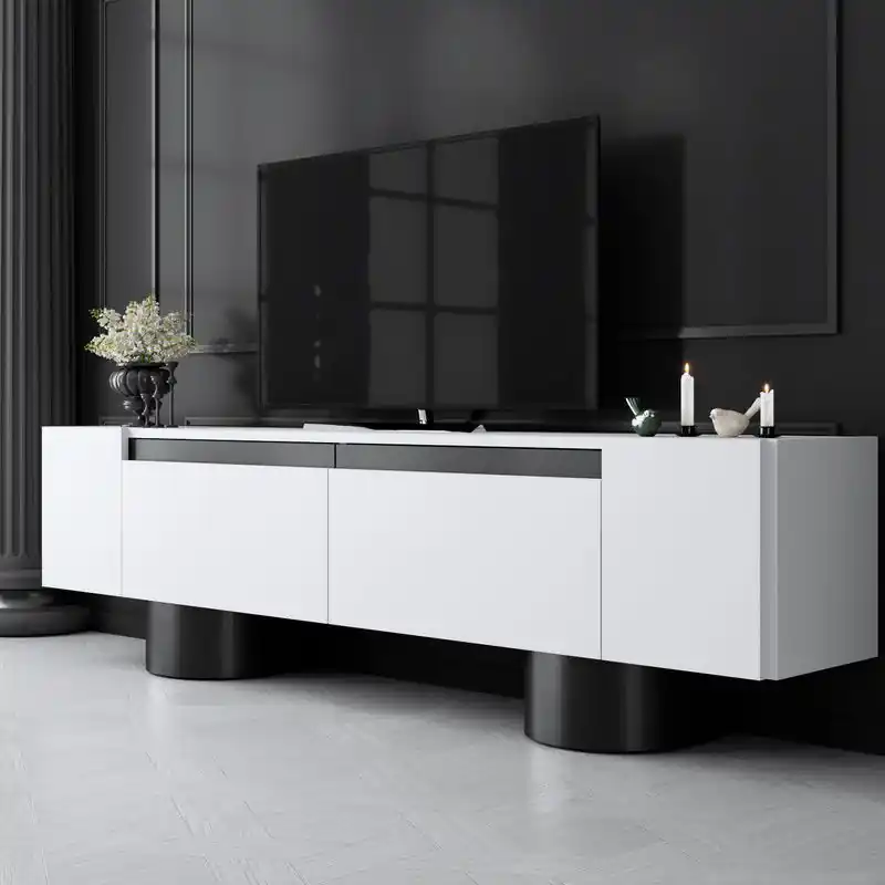 TV Meubel Wit Bohem 180x50x30 - Zwart Frame Flitsaanbieding