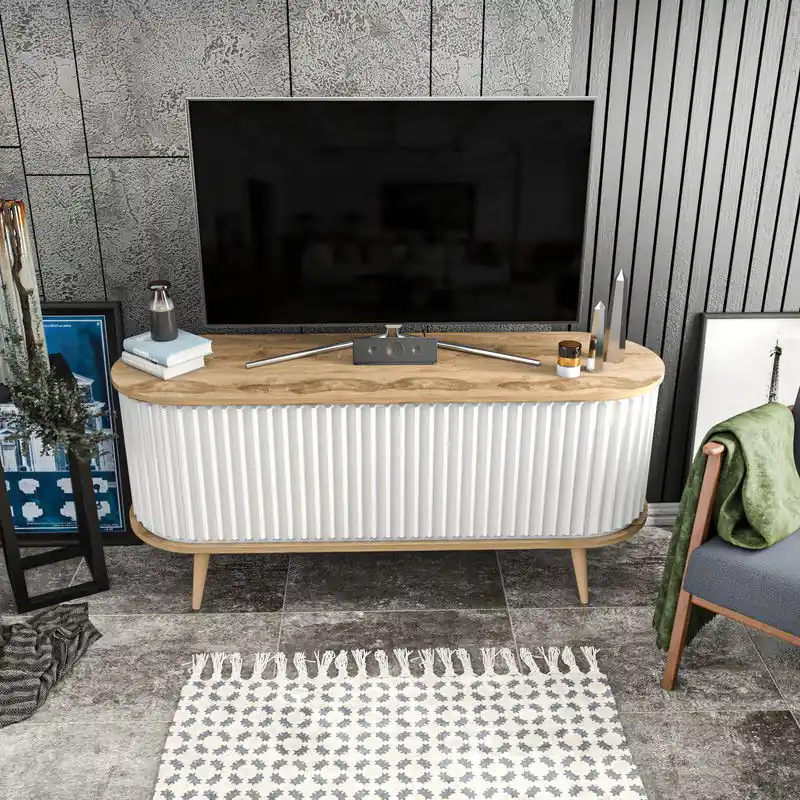 Fabrieksprijs TV Meubel Stor Eik Wit Melamine 140x64x43 cm