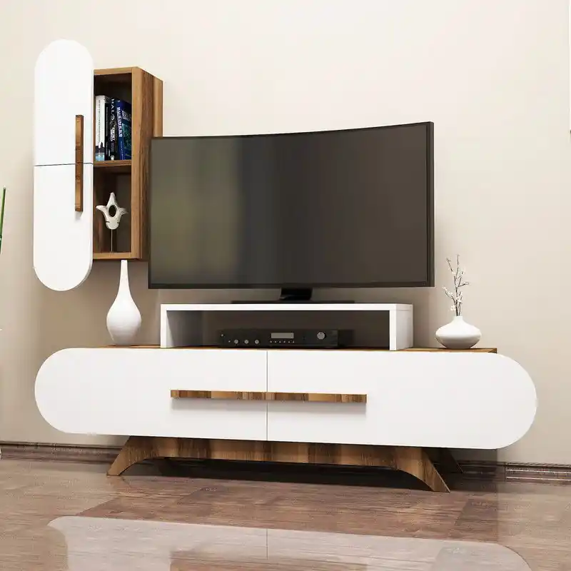 Alleen Vandaag TV Meubel Set Rose Walnoot Wit Melamine 145x49,8x36,8 cm