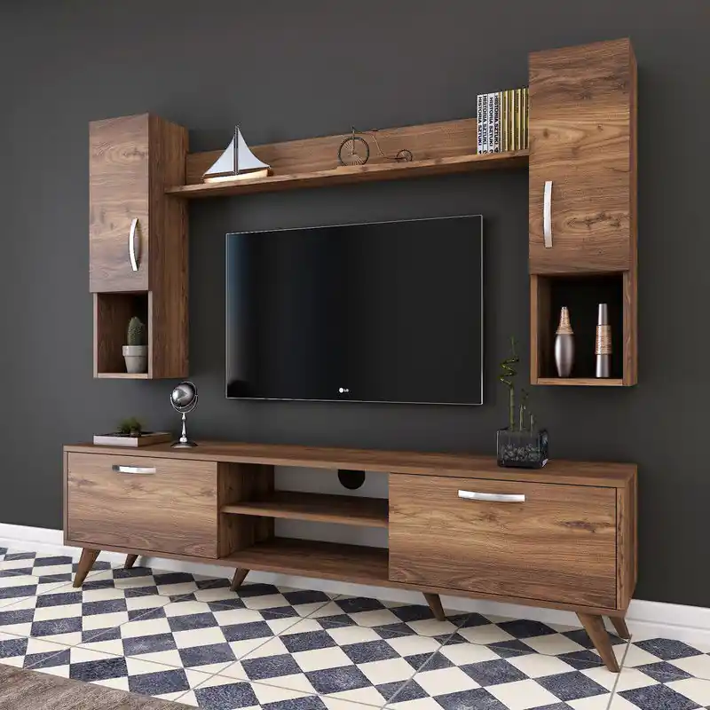 Fabrieksprijs TV Meubel Set Alta Walnoot Melamine 180x48,6x35 cm