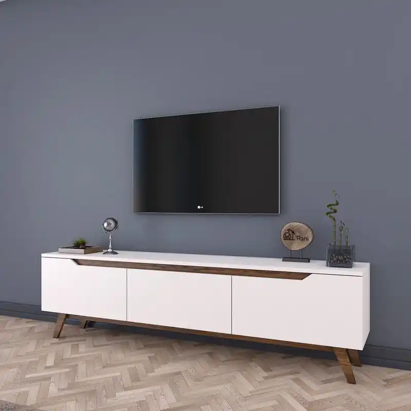 Merkproduct TV Meubel Osiris Wit Donker Walnoot Melamine 180x48,6x35 cm