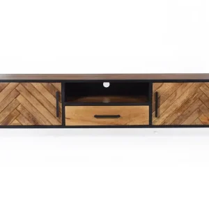 Koopje Livingfurn - TV Meubel Brooklyn 200cm - Mangohout / Gecoat Staal
