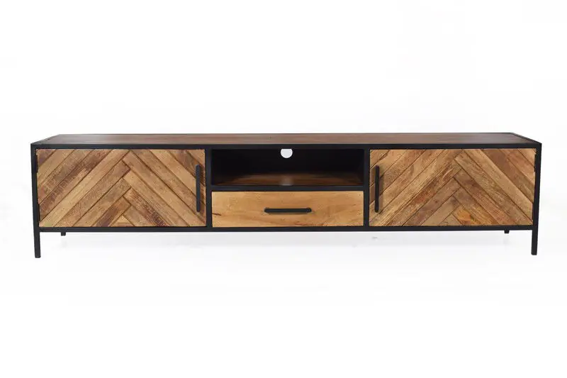 Koopje Livingfurn - TV Meubel Brooklyn 200cm - Mangohout / Gecoat Staal