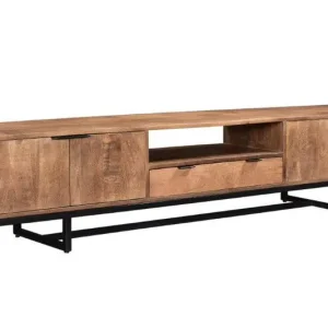 Shop Nu Livingfurn - TV Meubel Valdez 220 cm - Mangohout / Gecoat Staal