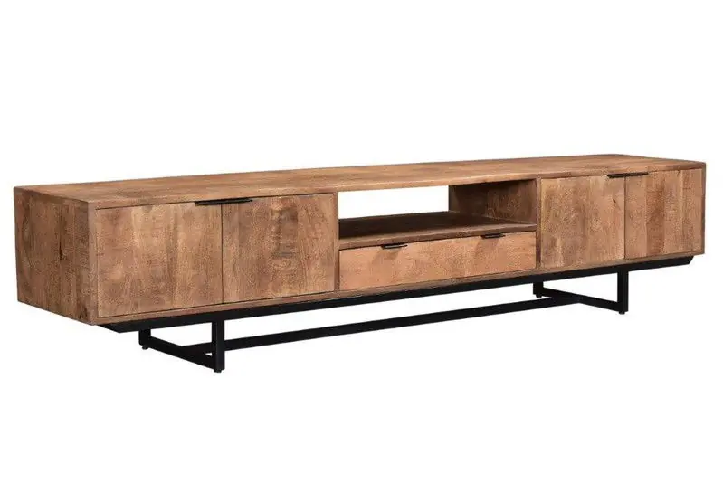 Shop Nu Livingfurn - TV Meubel Valdez 220 cm - Mangohout / Gecoat Staal