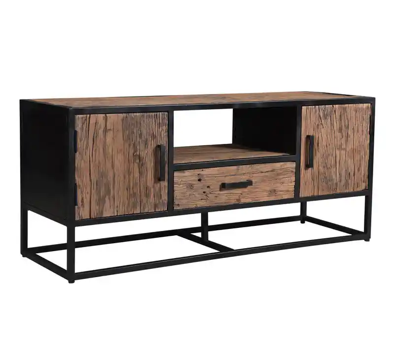 Livingfurn - TV Meubel Dakota 130 cm - Riverwood / Gecoat Staal Budget