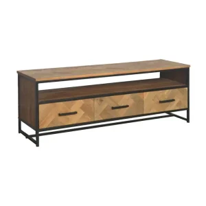 Livingfurn - TV Meubel TV Accent 150 cm - Teakhout / Gecoat Staal Favoriet