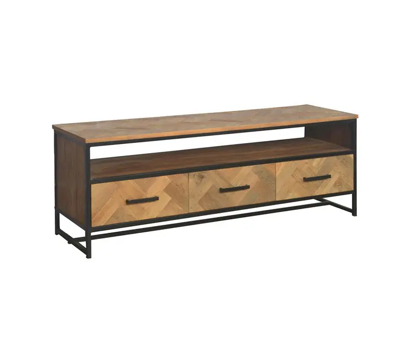 Livingfurn - TV Meubel TV Accent 150 cm - Teakhout / Gecoat Staal Favoriet