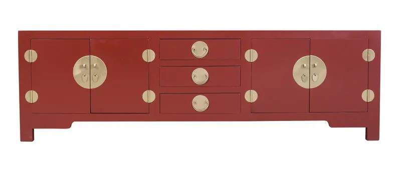Bestseller Fine Asianliving Chinese TV Kast Ruby Rood - Orientique Collectie