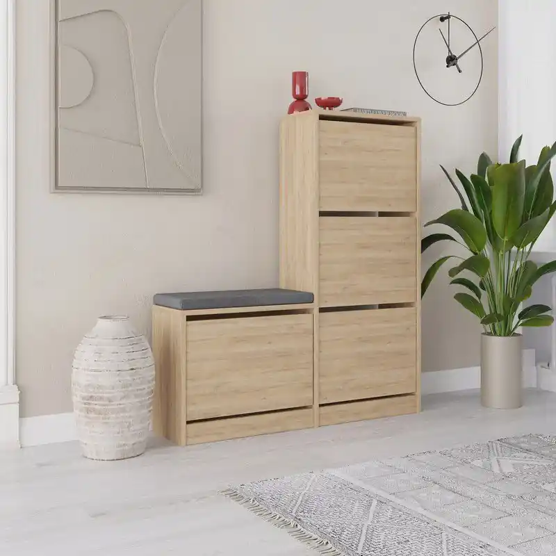 Beperkt Aanbod Schoenenkast Dude Eik Melamine 105x118,5x26 cm