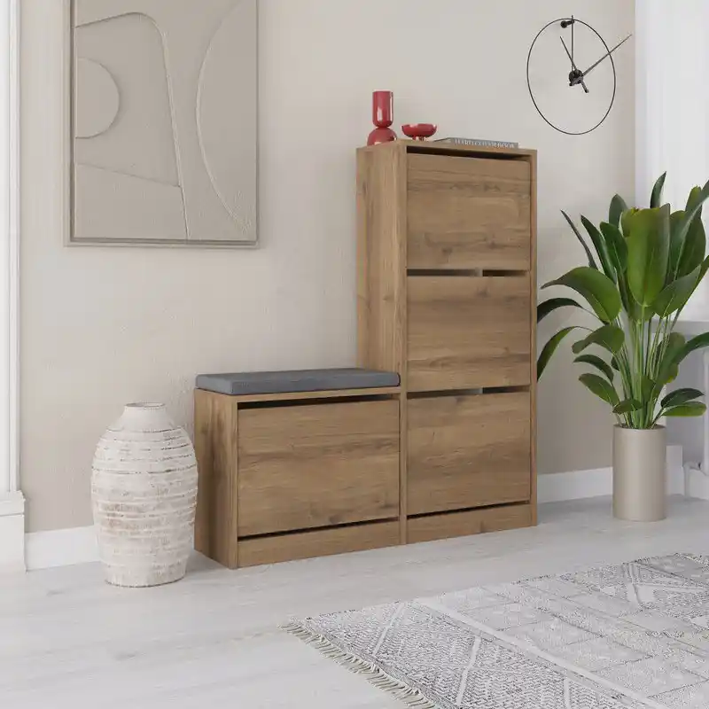 Superprijs Schoenenkast Dude Naturel Melamine 105x118,5x26 cm