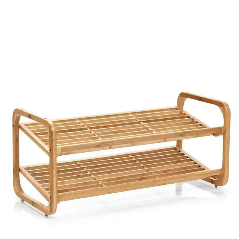 Dagaanbieding Zeller Schoenenrek - bamboe - 2-laags - 74 x 33 x 33 cm - Schoenenrekken