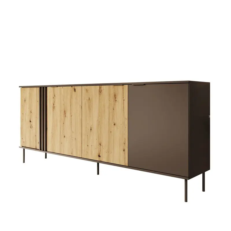 Meubella - Rogan - Dressoir - Zwart - 220x40x92 cm Budget