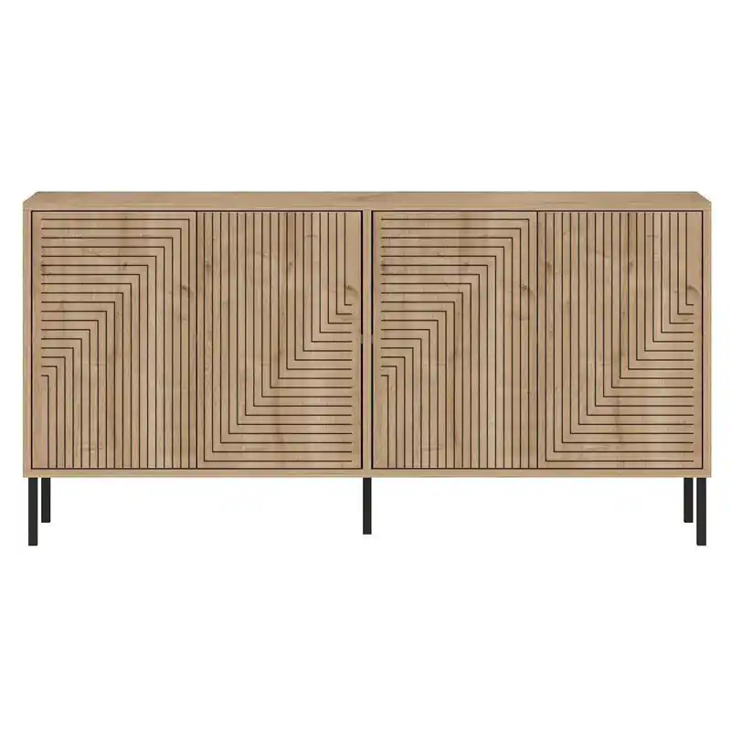 Buffet met 4 deuren, gestreept, L150 cm - EVOLET Gratis Verzending