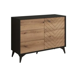 Direct Beschikbaar Meubella - Dressoir Dolores - Eiken - Zwart - 104 cm - met lades