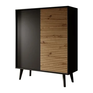 Beperkt Aanbod Meubella - Dressoir Palladium - Eiken - Zwart - 104 cm - Hoog