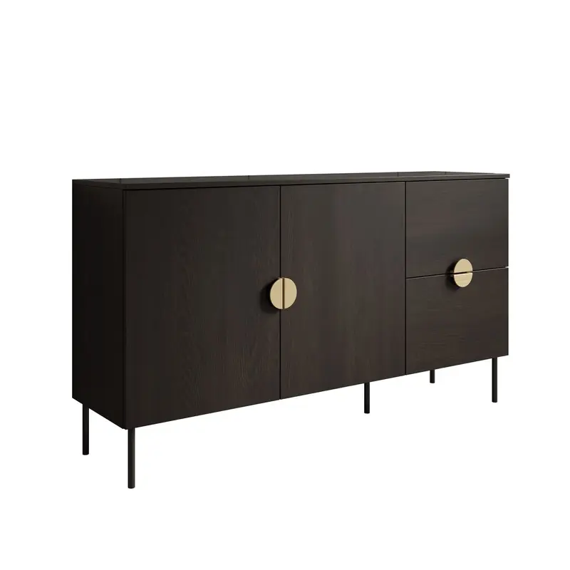 Professioneel Meubella - Dressoir Monor - Zwart eiken - 160 cm