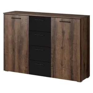 Meubella - Dressoir Brown - Eiken - 132 cm Speciale Aanbieding