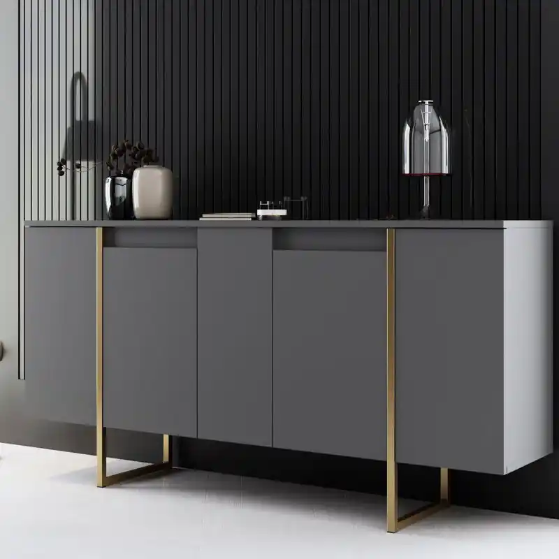 Finale Uitverkoop Modern Dressoir Antraciet Luxe 160x80x35 - Gouden Frame