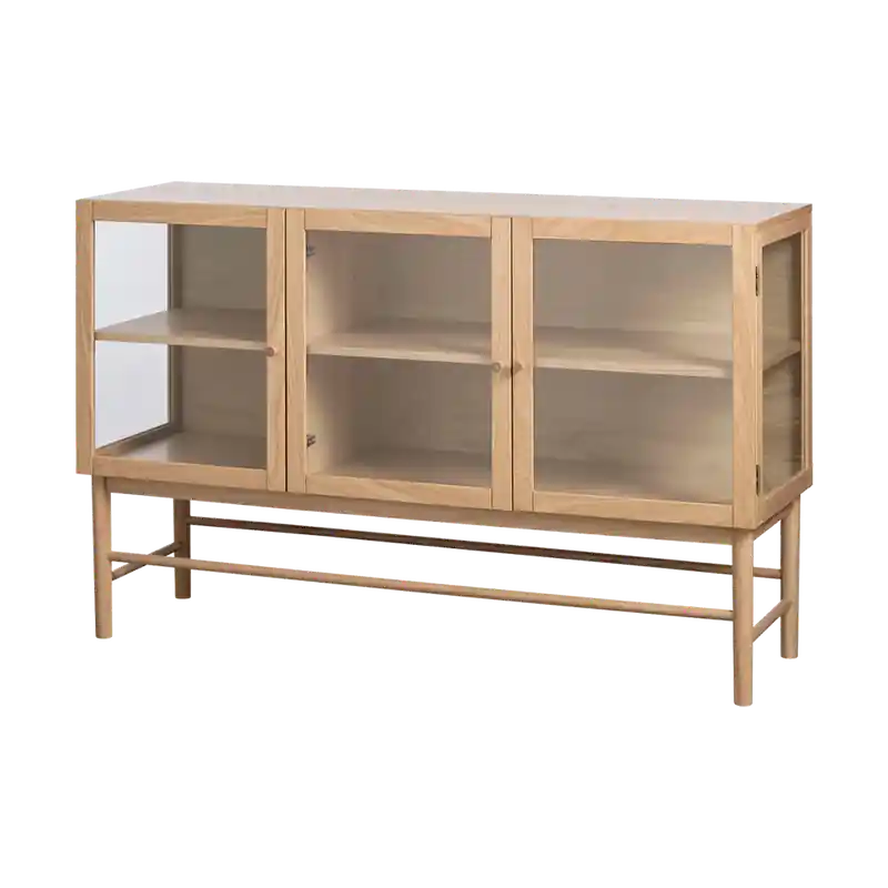 Hoge Kwaliteit Boris eikenhouten dressoir naturel - met glazen deuren - 140 x 43 cm
