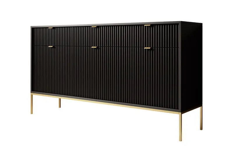 Meubella - Dressoir Navil 2 - Zwart - 154 cm Alleen Vandaag