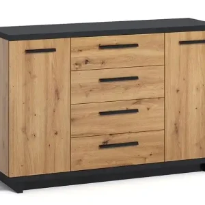 Nieuw Model Meubella - Dressoir Incala - Eiken - Zwart - 135 cm