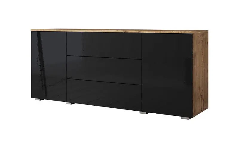 Koop Vandaag Meubella - Dressoir Pure - Zwart - Eiken - 150 cm
