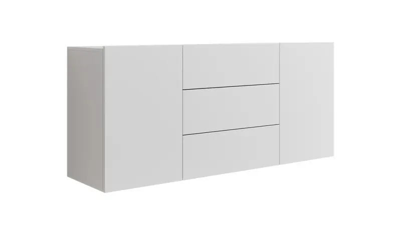 Meubella - Dressoir Asilento - Mat wit - 140 cm Handgemaakt