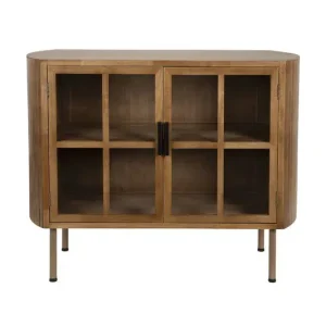 Bestel Nu Dressoir Bruin Rubberhout - 2 Deurs - 100x38x80cm - Yaz
