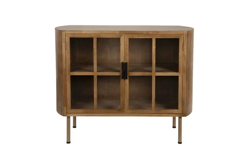 Bestel Nu Dressoir Bruin Rubberhout - 2 Deurs - 100x38x80cm - Yaz