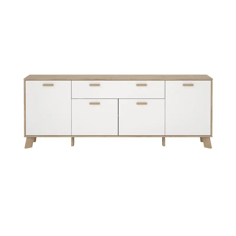Dressoir met 4 deuren, 1 lade eikendecor en wit B195,7 cm  STORM Beperkt Aanbod