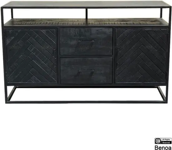 Plaats Bestelling Benoa Jax 2 Door 2 Drawer Sideboard Black 150 cm