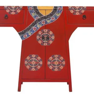 Origineel Fine Asianliving Chinese Kimono Kast Handgeschilderd Rood
